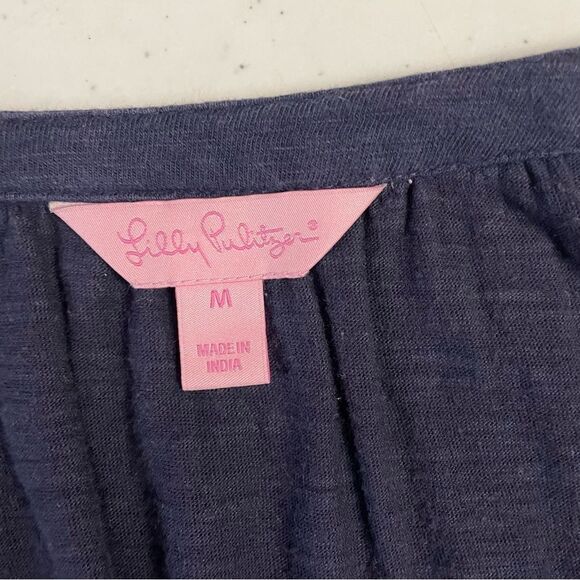 Lilly Pulitzer Navy Blue Del Lago Tunic Flare Sleeve Shift Dress Tasseled sz M - Picture 7 of 11